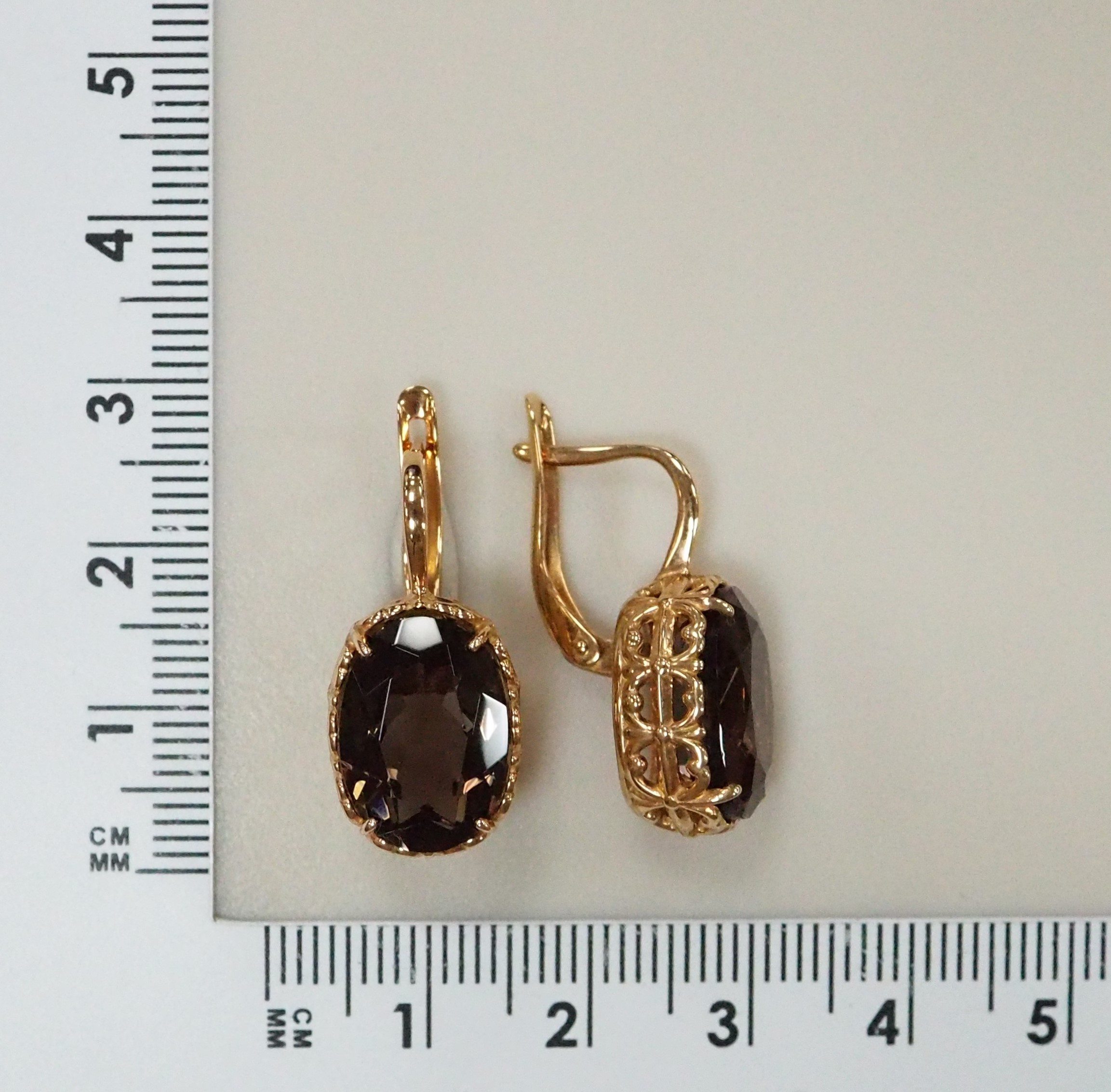 Серебряные серьги 925 пробы; вставки 2 Раухтопаз;